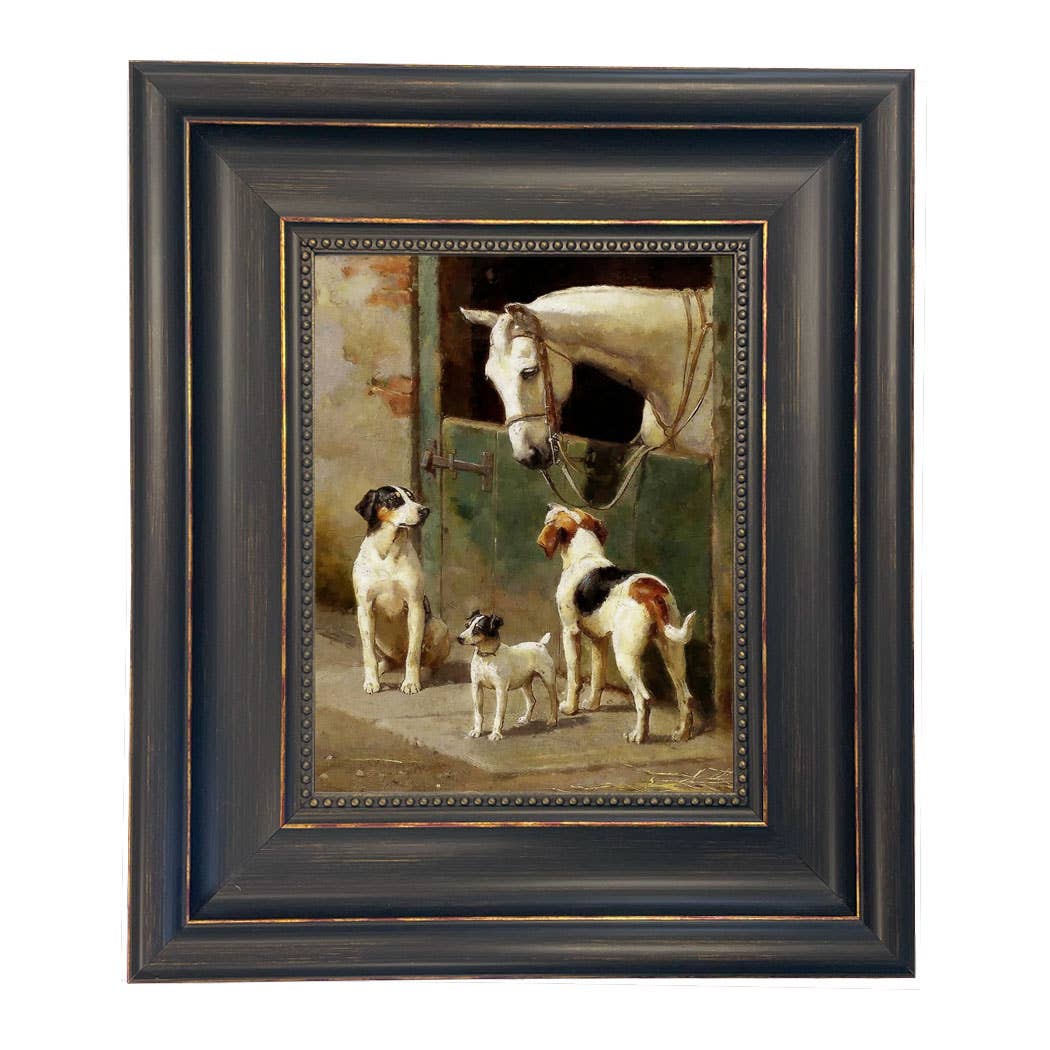 Alfred Duke: Hunde und Pferd am Stall