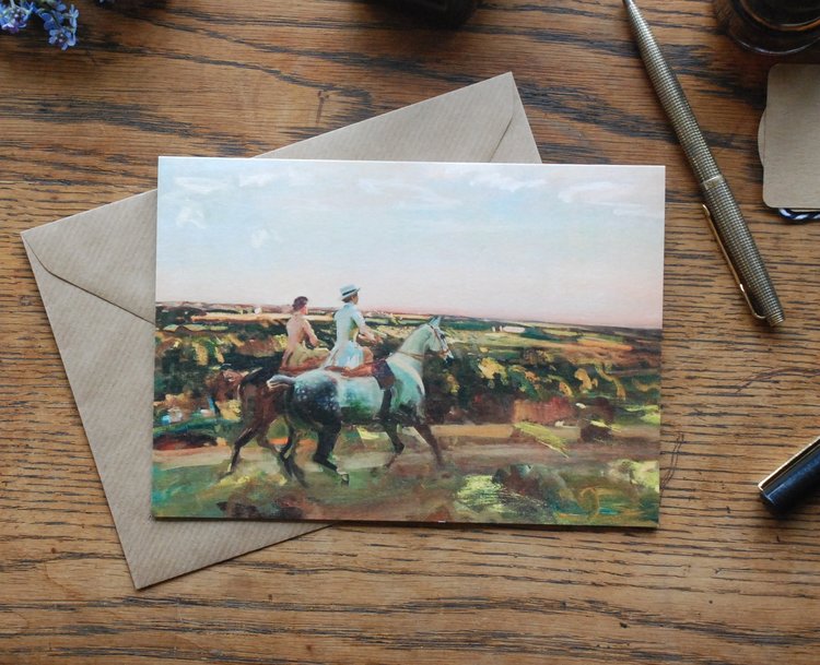 Greeting card "Two Lady Riders under an Evening Sky"