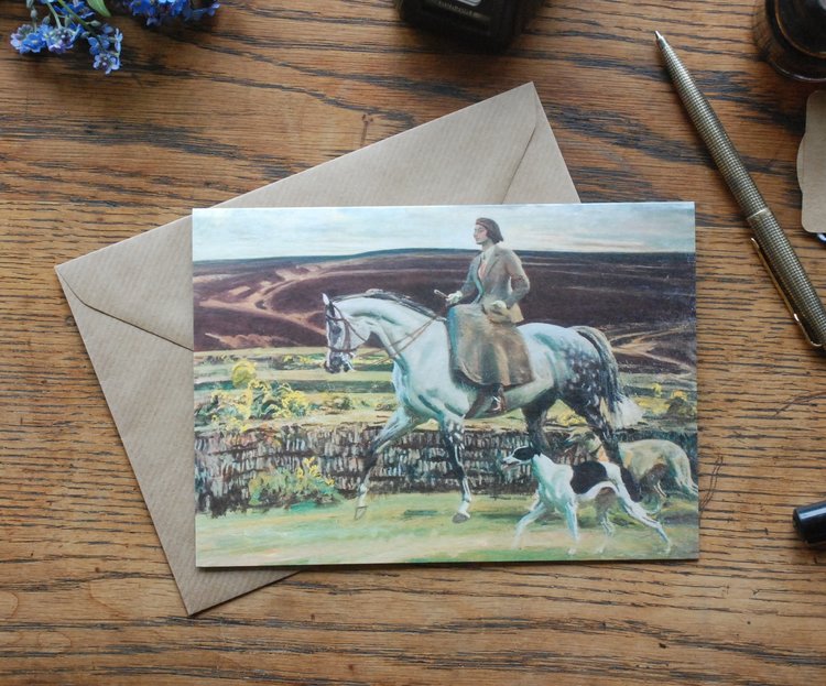 Grußkarte "Lady Munnings Riding a Grey Hunter"