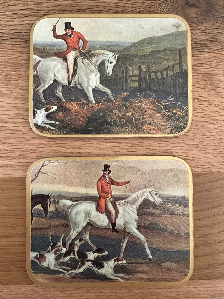Vintage Untersetzer mit jagdlichen Motiven